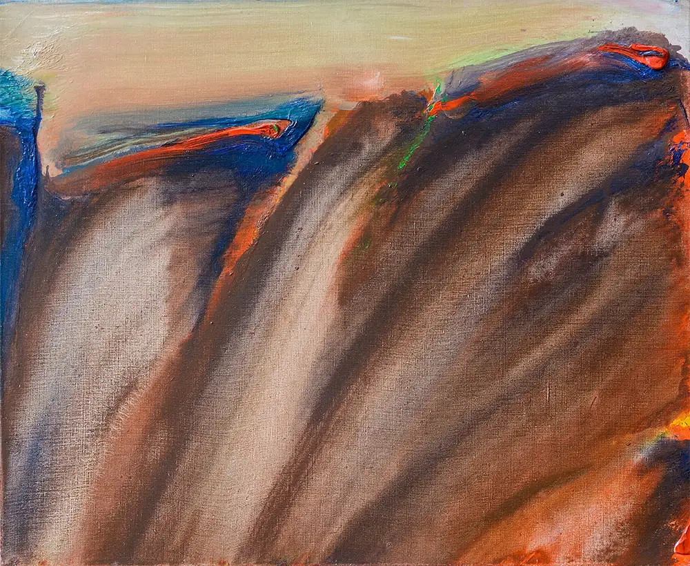 Sans titre ( Oppdal ), 1978, huile sur toile, monogrammée et datée au dos, 50 x 61 cm