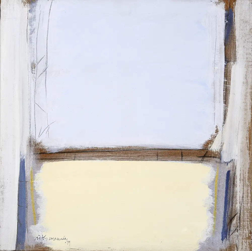 Blau, 1979, technique mixte sur toile, 50 x 50 cm.