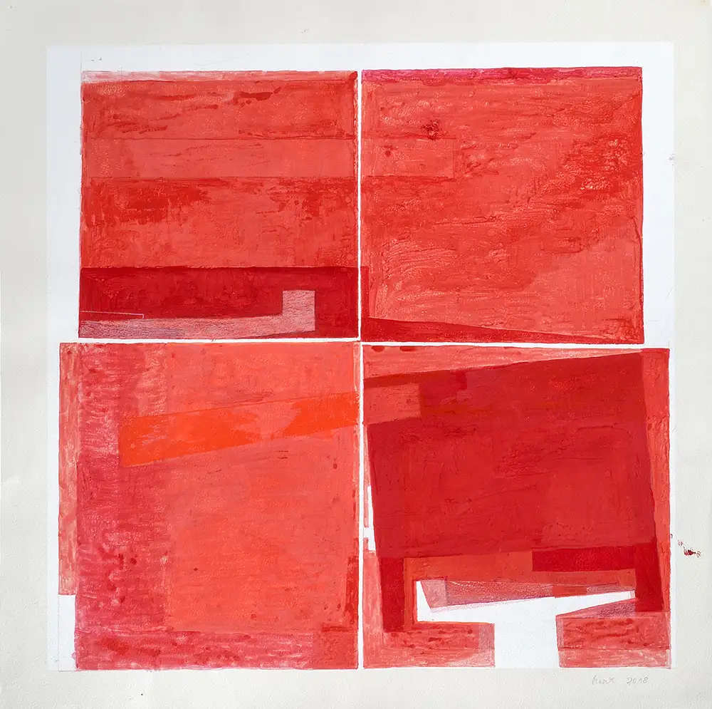 Gouache et crayon G1605, 2018, gouache sur fond sérigraphié, 60 x 60 cm Gouache et crayon G1605, 2018, gouache sur fond sérigraphié, 60 x 60 cm